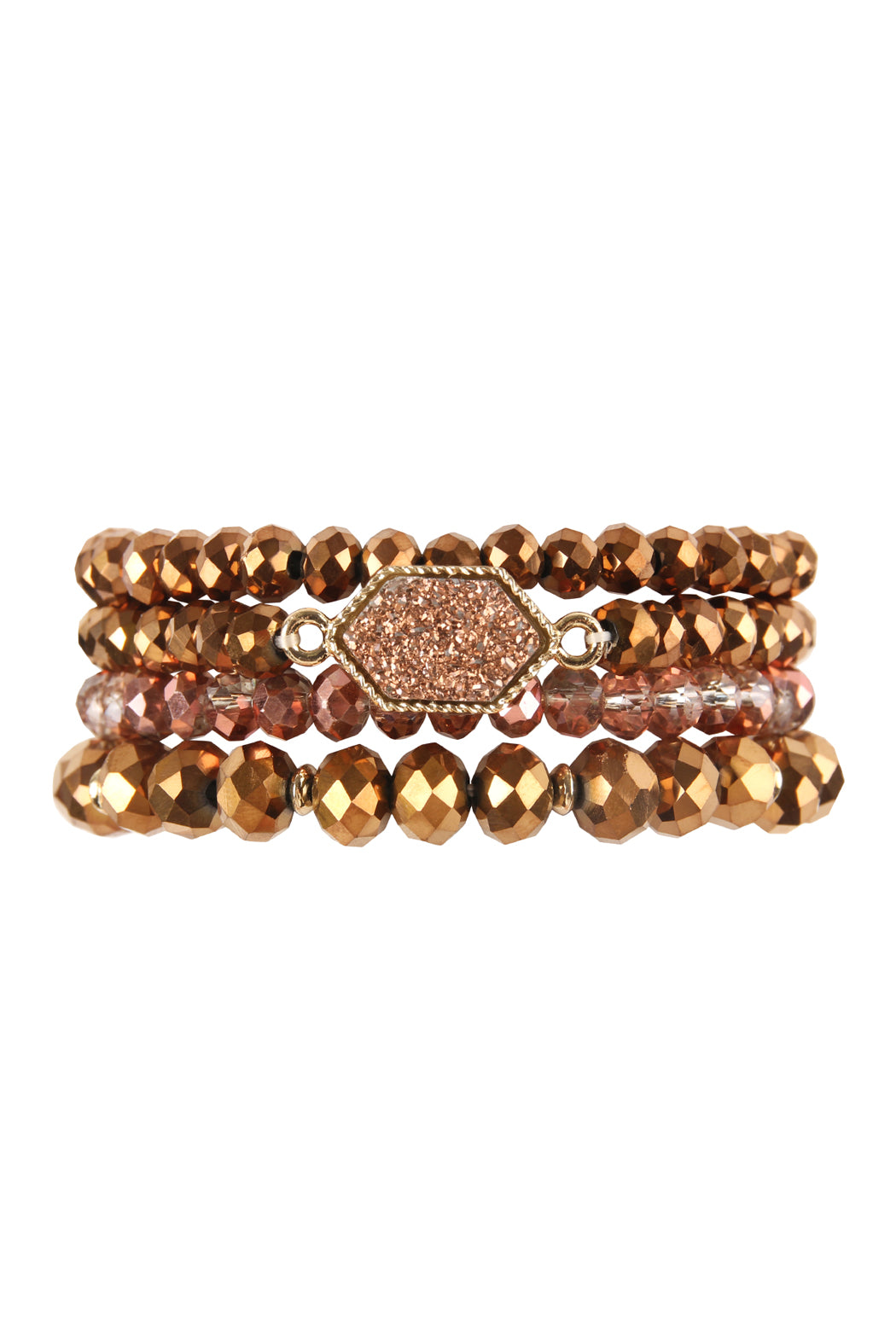 Druzy Stone Hexagon Glass Beads Bracelet