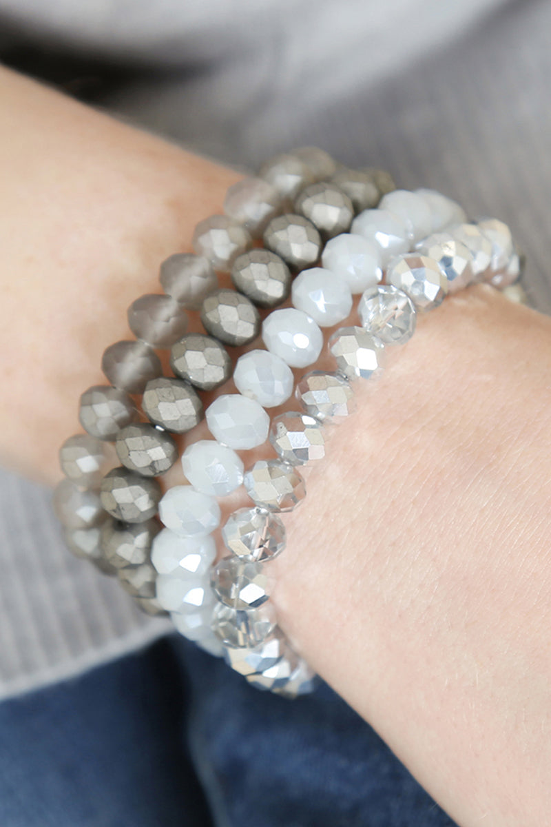 Four-Line Glass Beads Stretch Bracelet