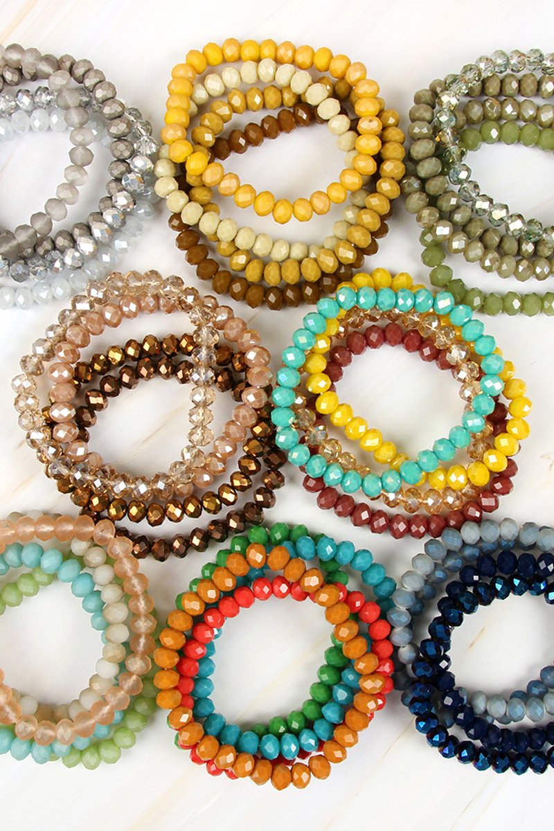 Four-Line Glass Beads Stretch Bracelet