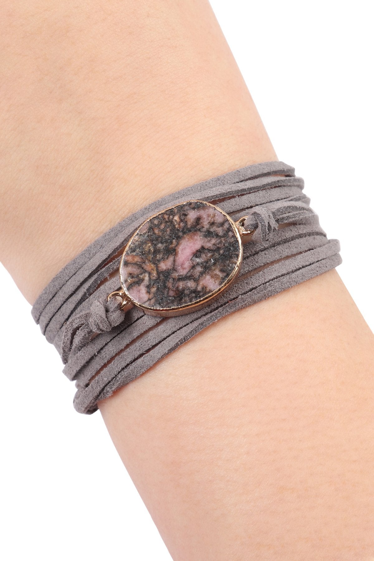 Hdb3118 - Stone Charm Multi Strand Wrap Bracelet