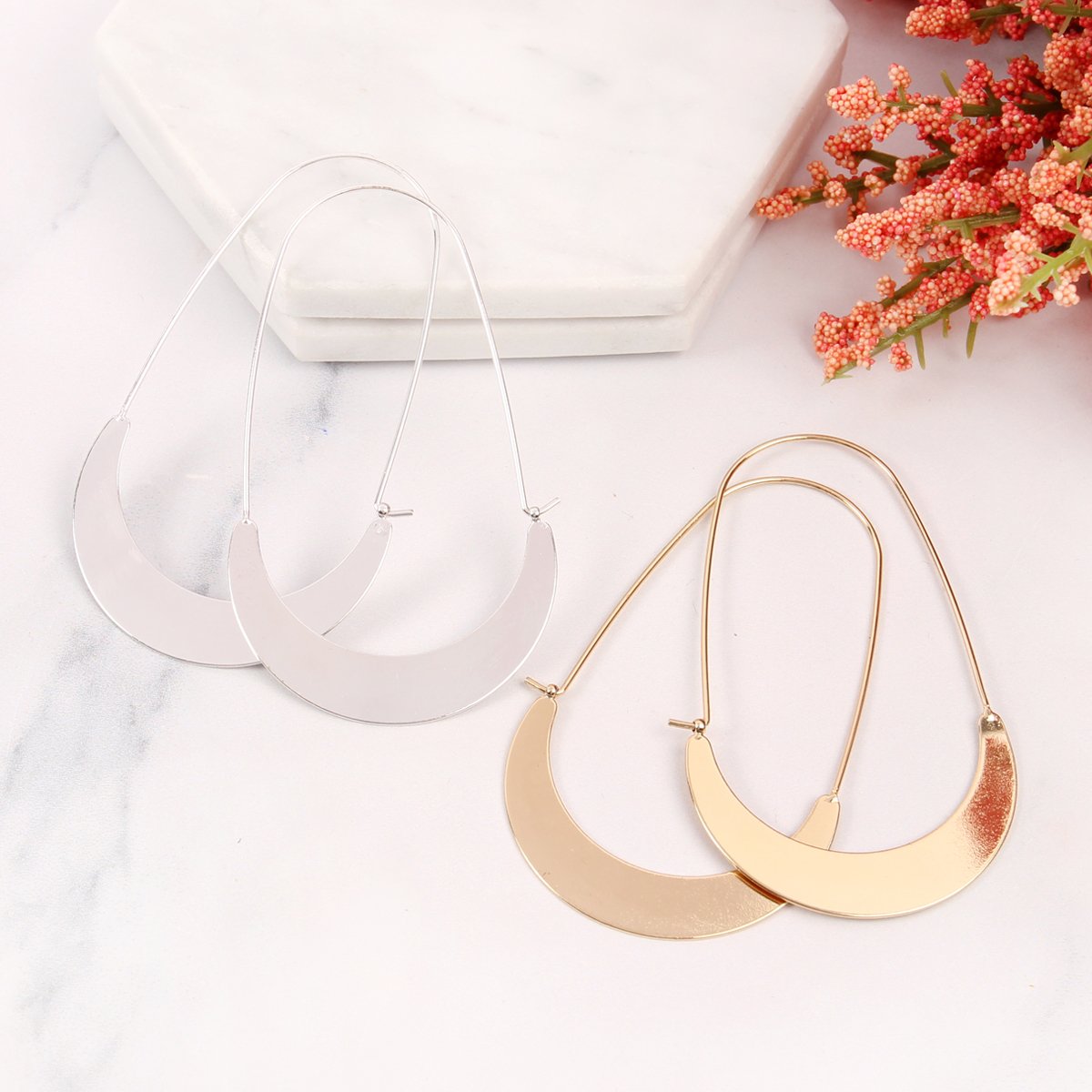 Quarter Moon Hoop Earring