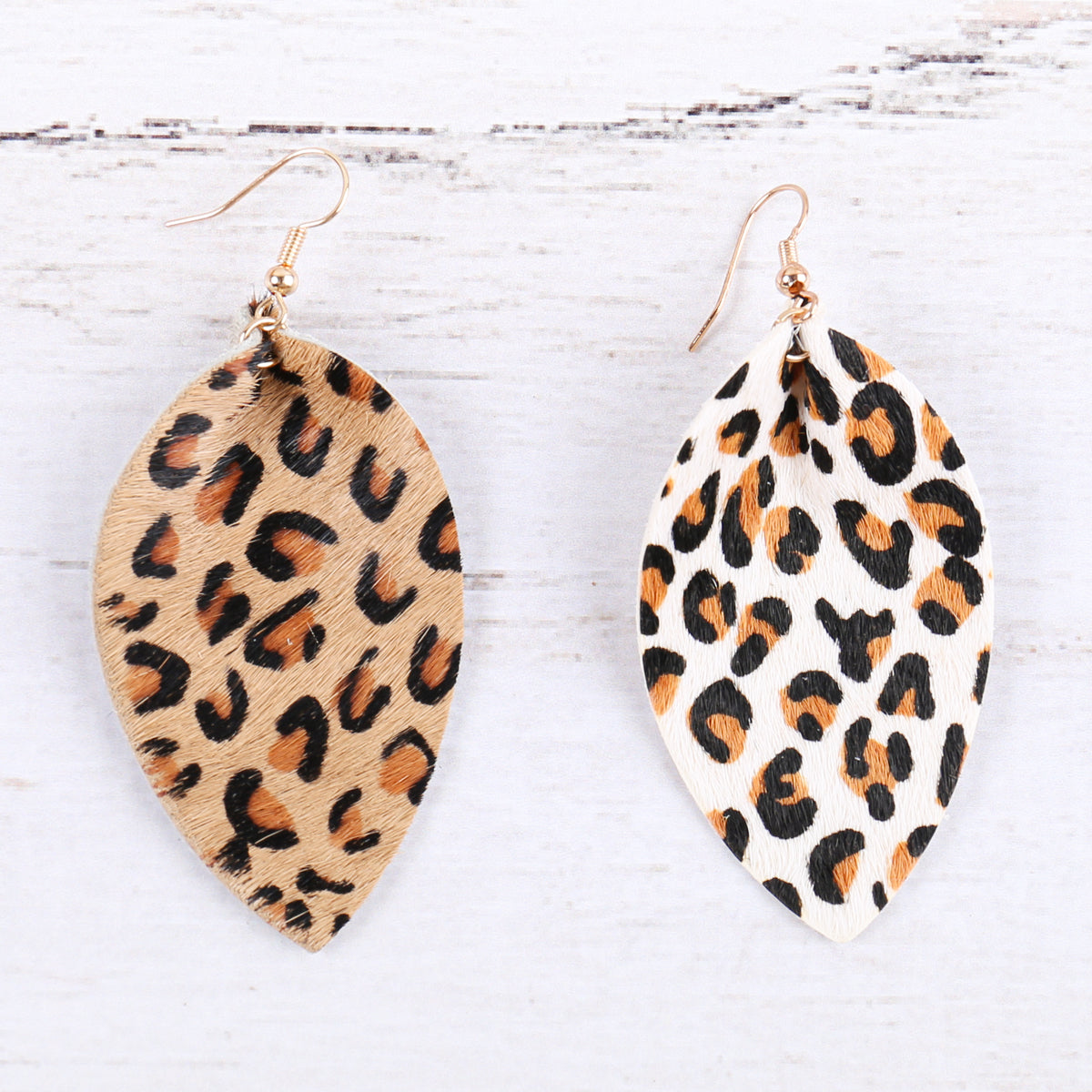 Leopard Leather Drop Earrings