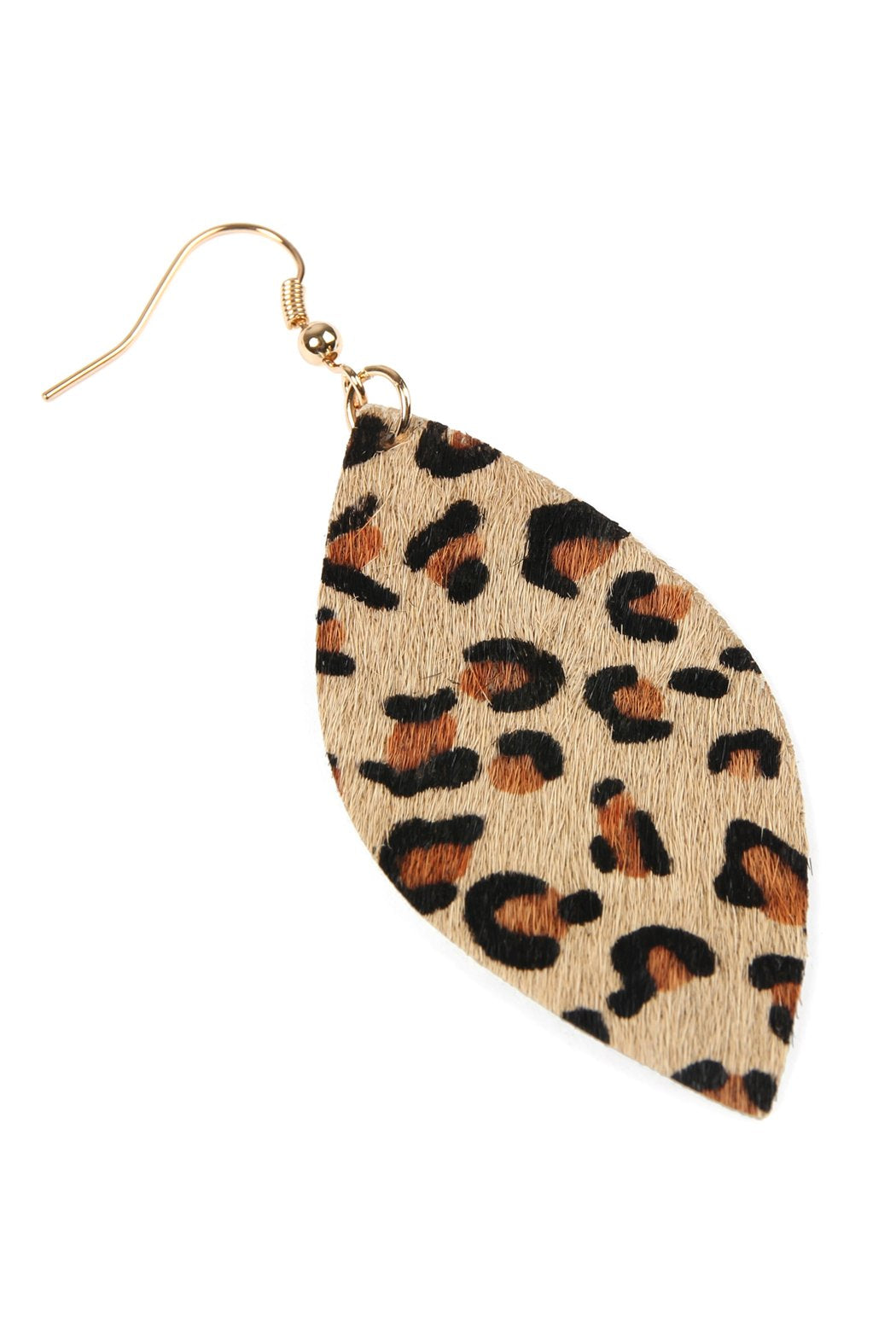 Leopard Marquise Leather Hook Earrings
