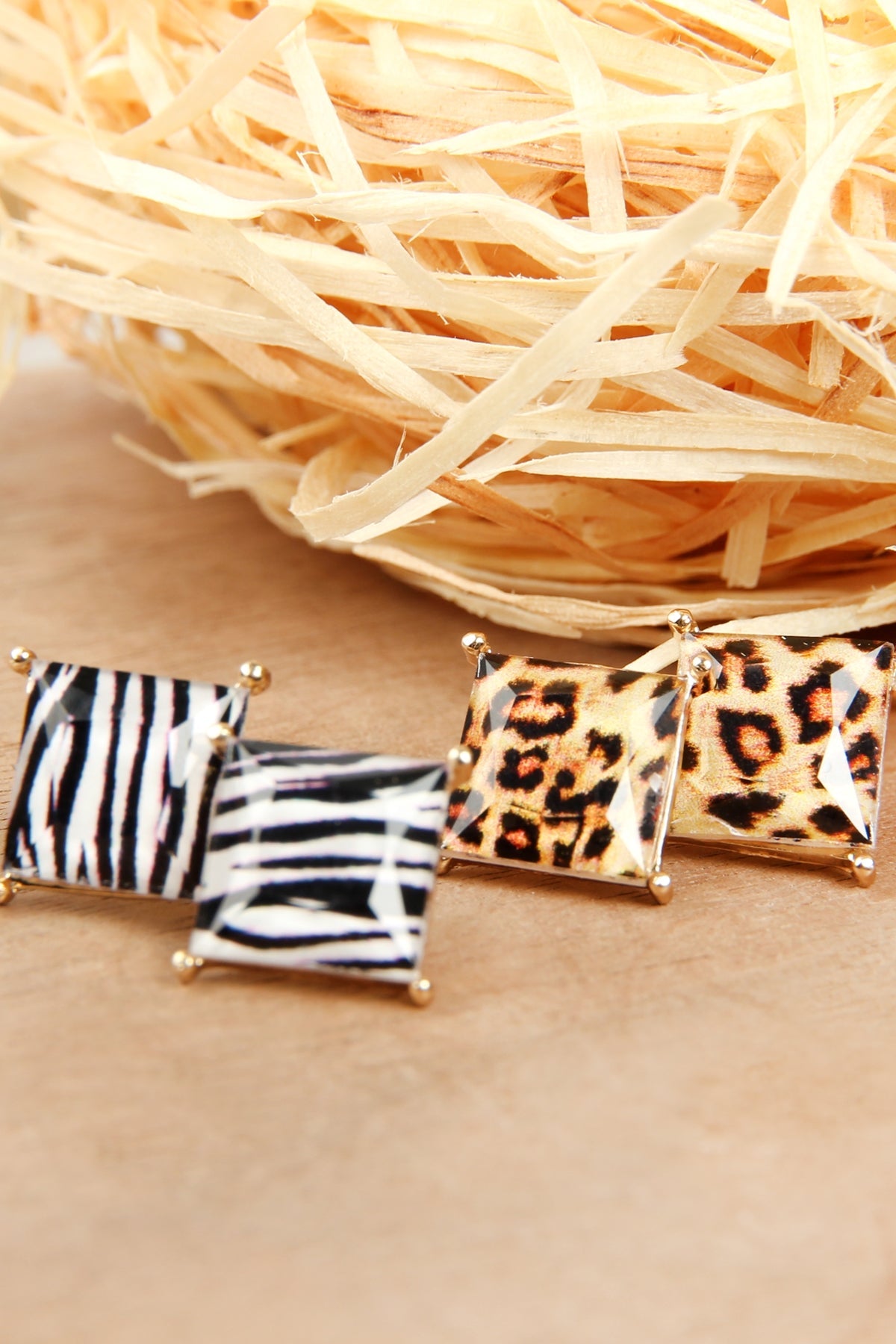 Faceted Square Acrylic Post Earrings