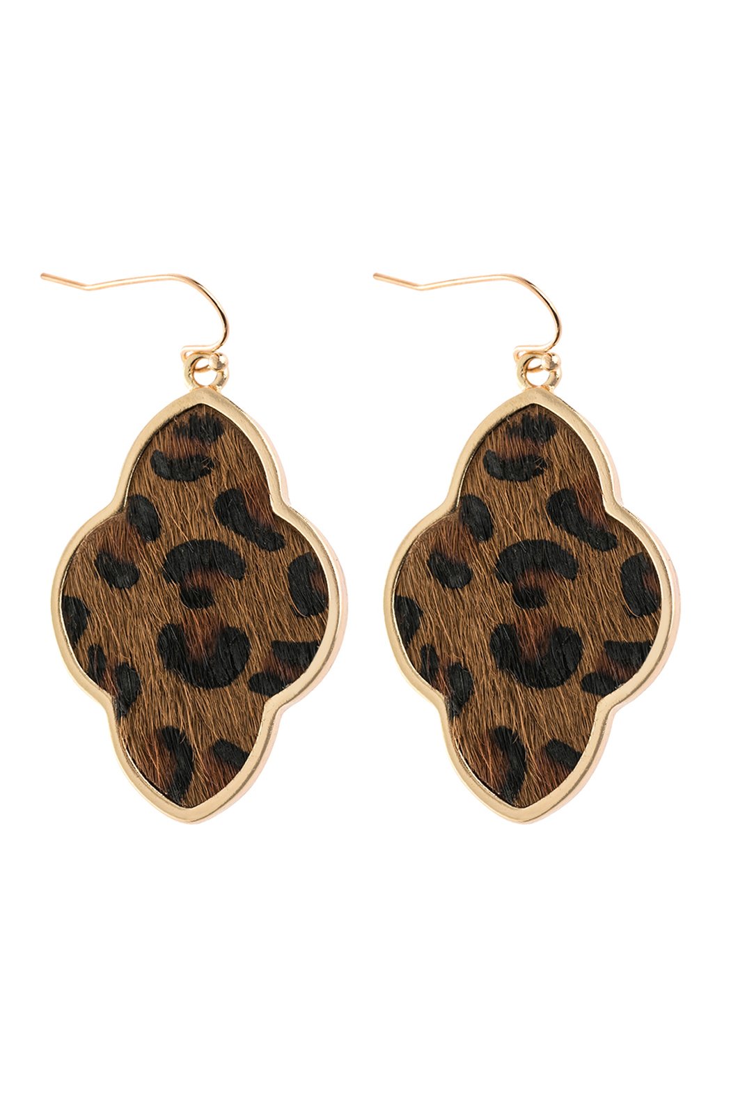 Quatrefoil Faceted Leopard Drop Earring