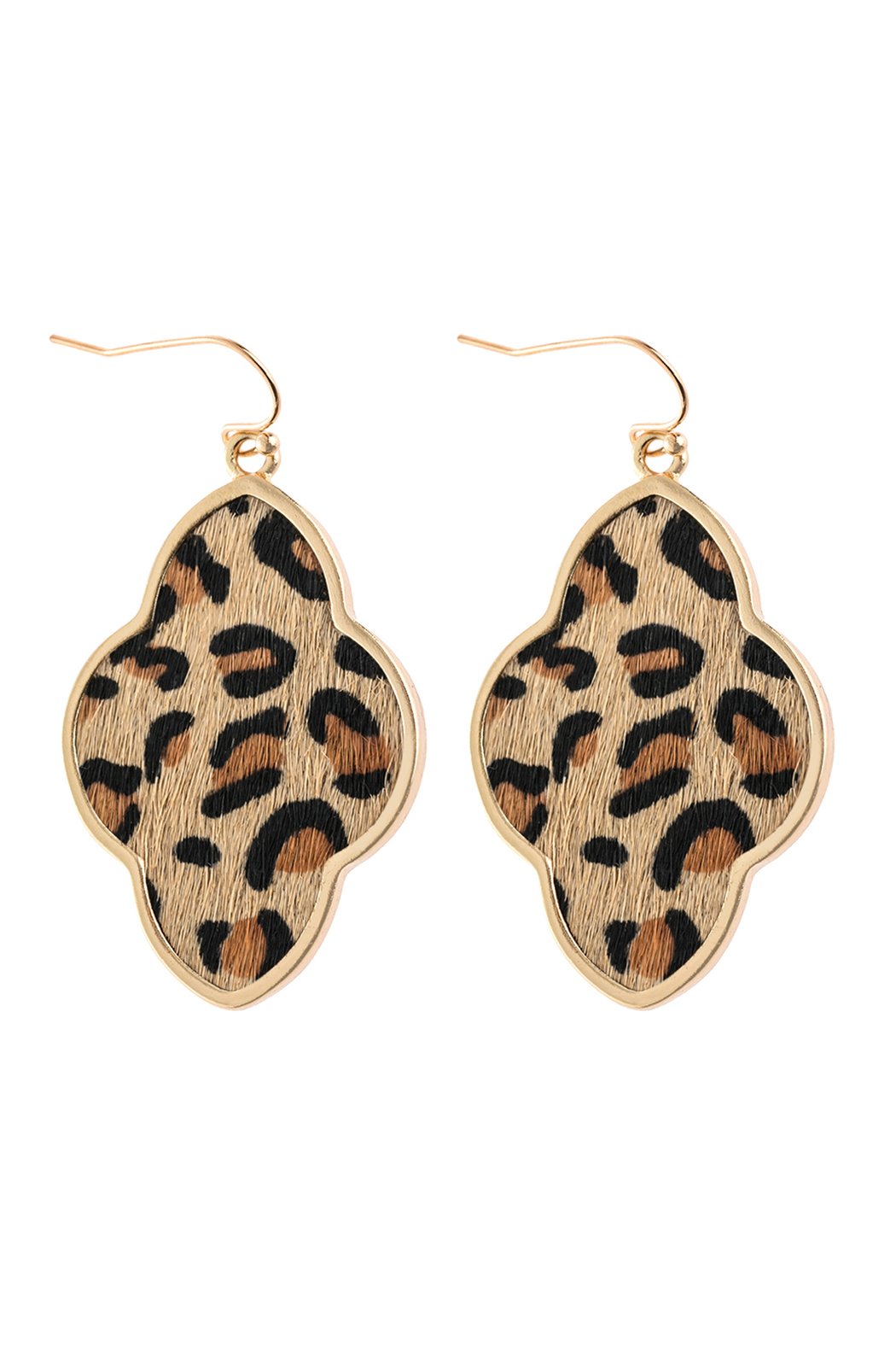 Quatrefoil Faceted Leopard Drop Earring