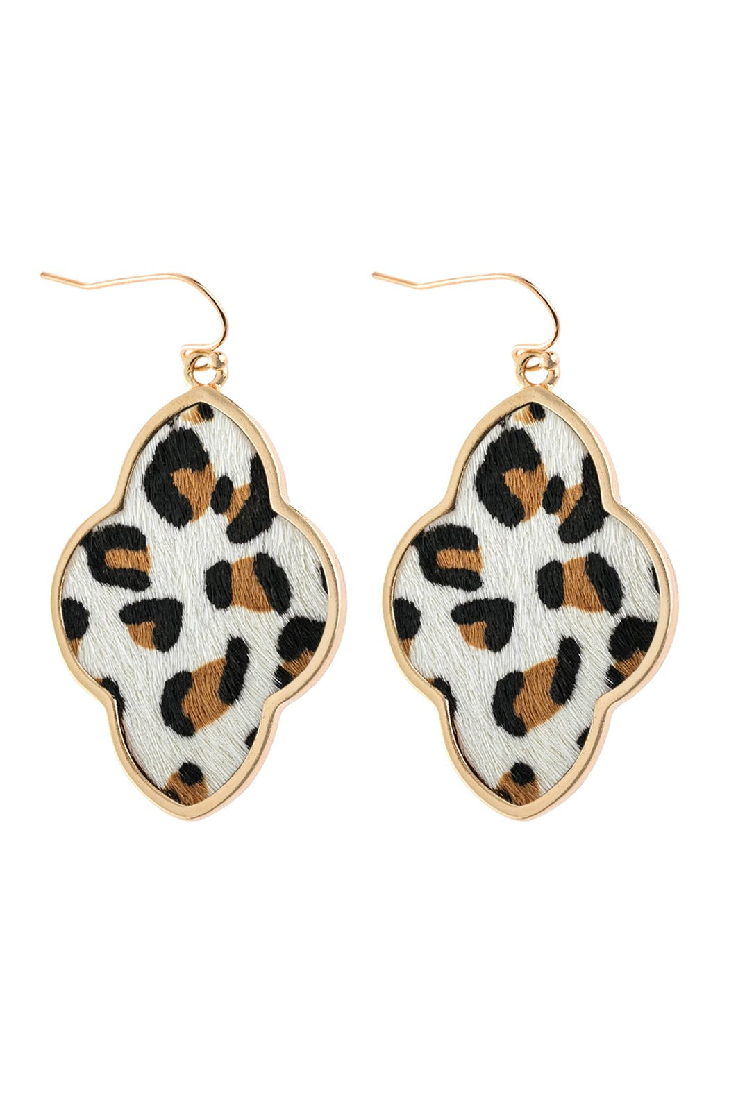 Quatrefoil Faceted Leopard Drop Earring