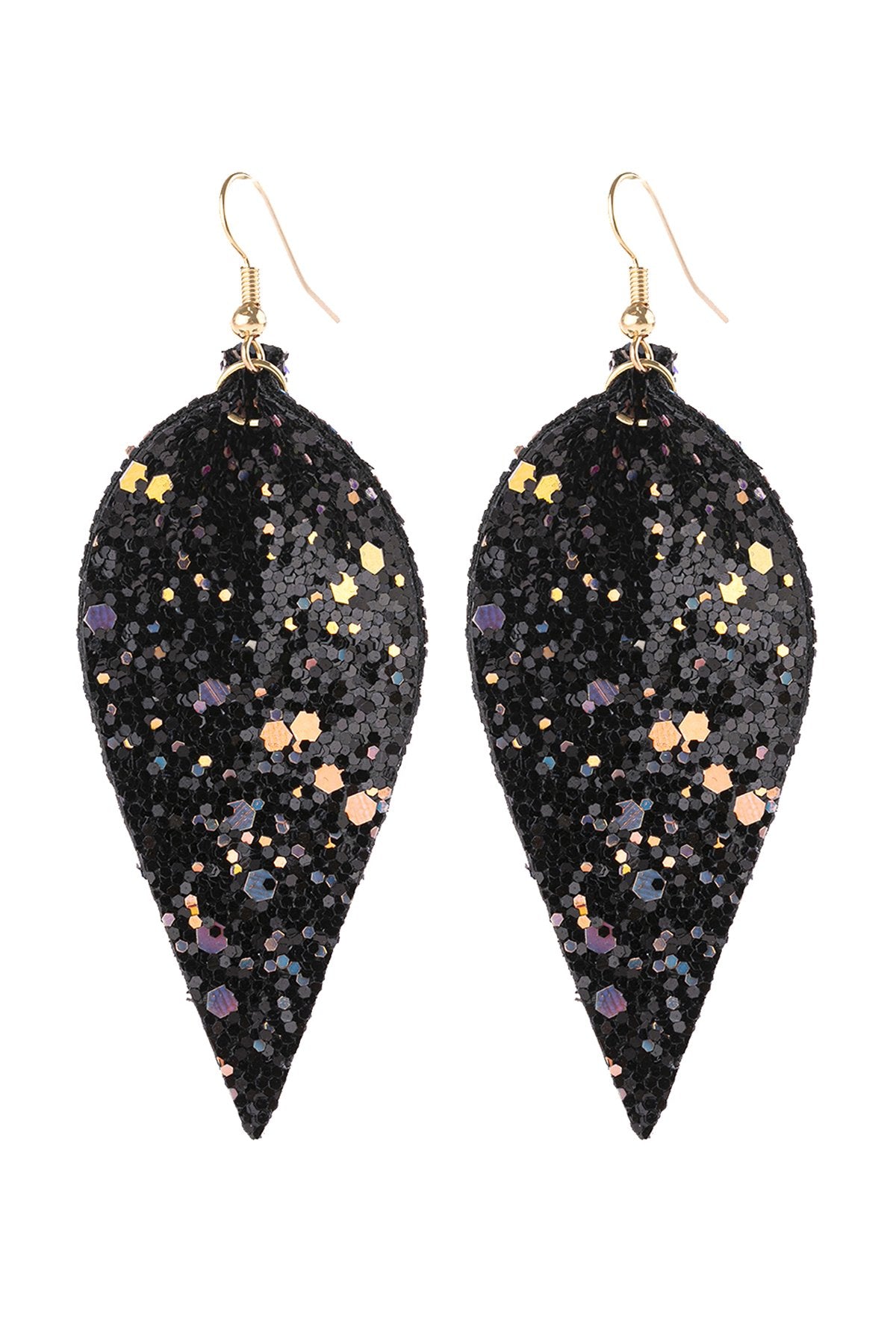 Pinched Sequin Leather Drop Earrings