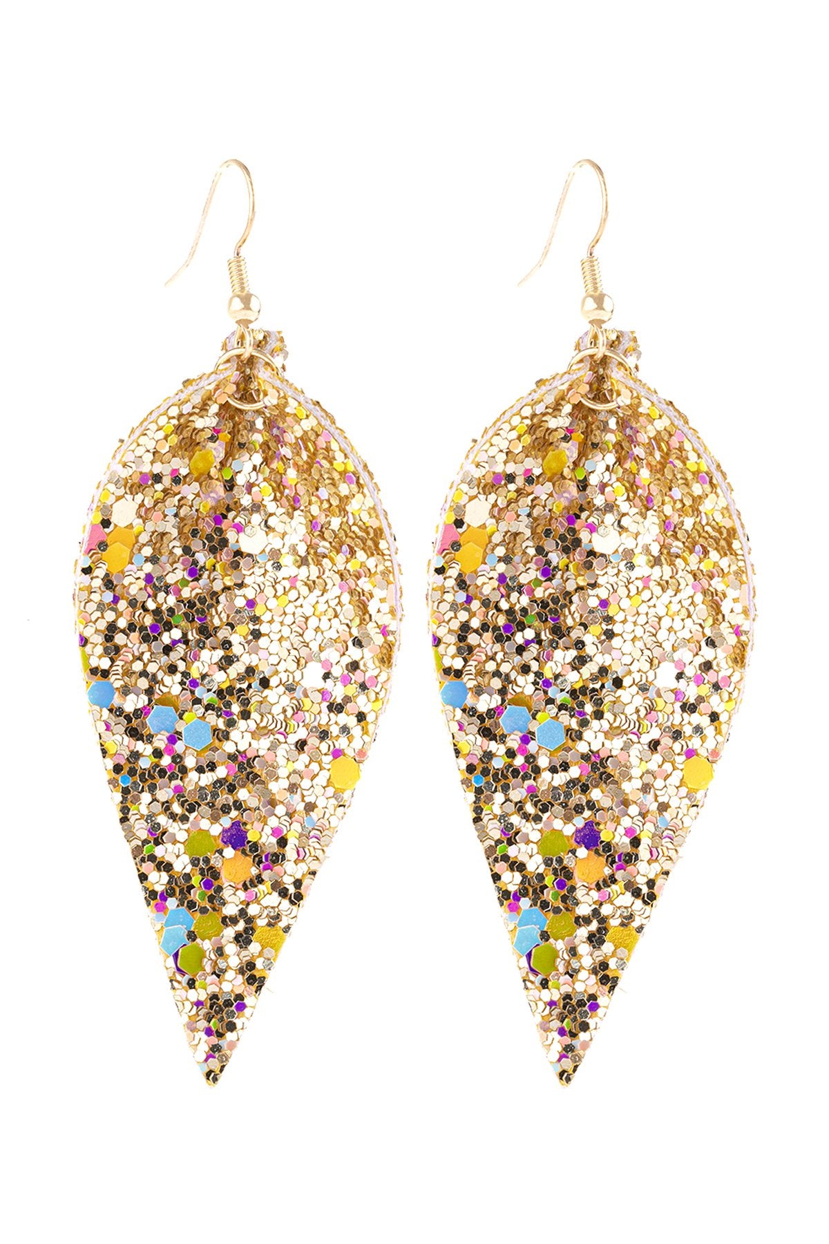 Pinched Sequin Leather Drop Earrings
