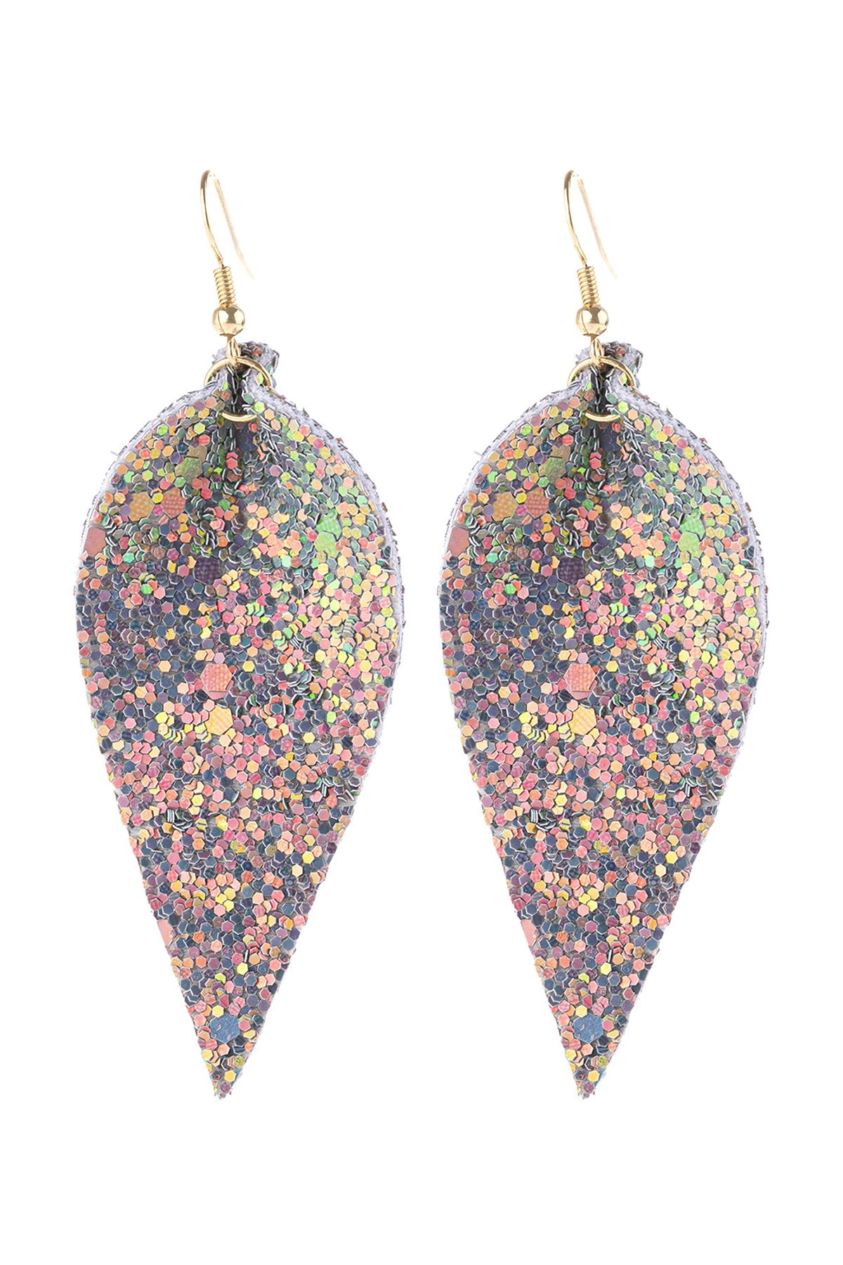 Pinched Sequin Leather Drop Earrings