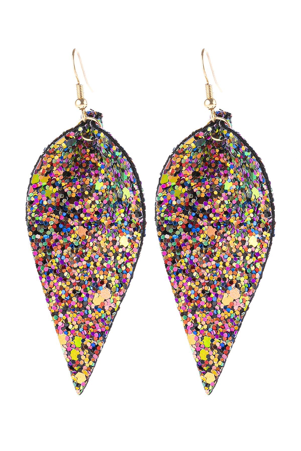 Pinched Sequin Leather Drop Earrings
