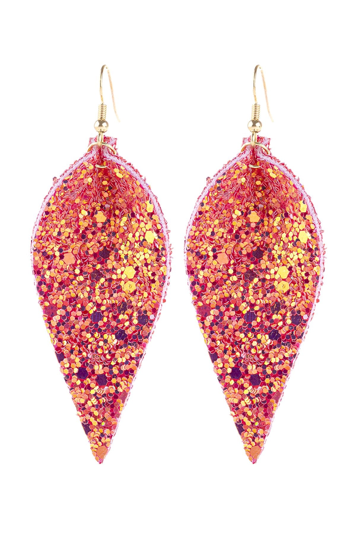Pinched Sequin Leather Drop Earrings