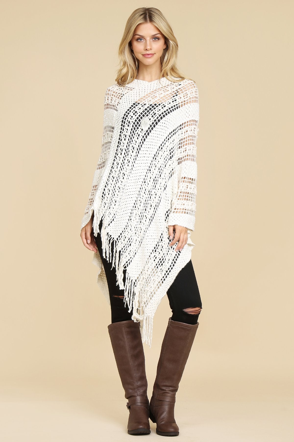 Hdf2097 - Crochet Native Pattern Poncho