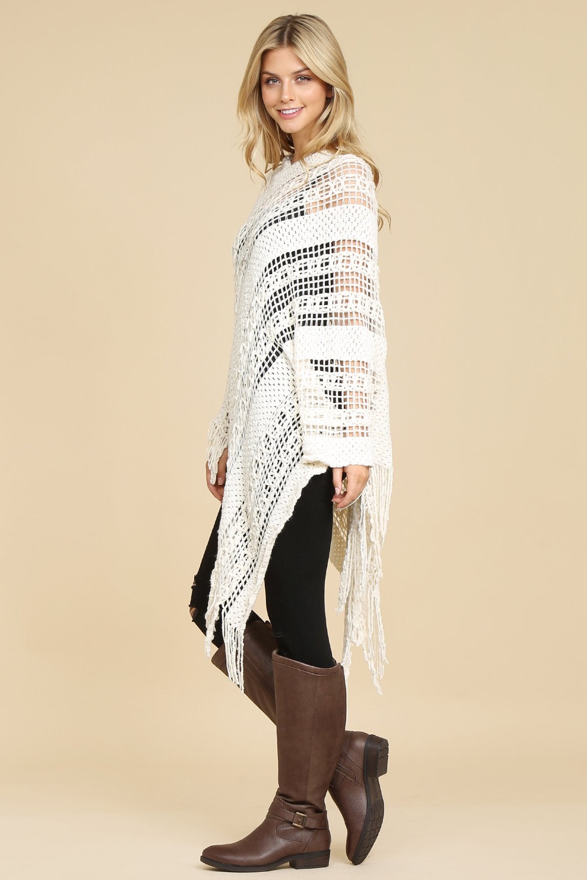 Hdf2097 - Crochet Native Pattern Poncho