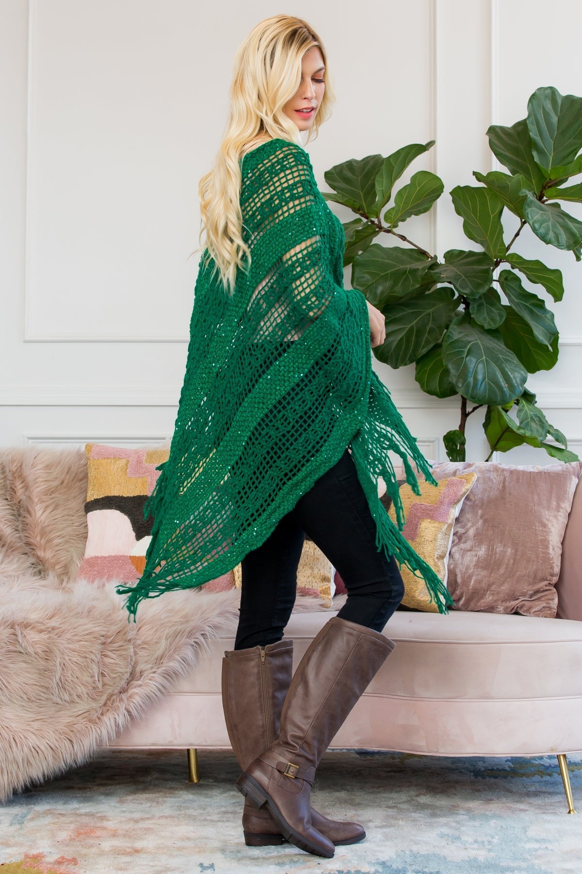 Hdf2097 - Crochet Native Pattern Poncho