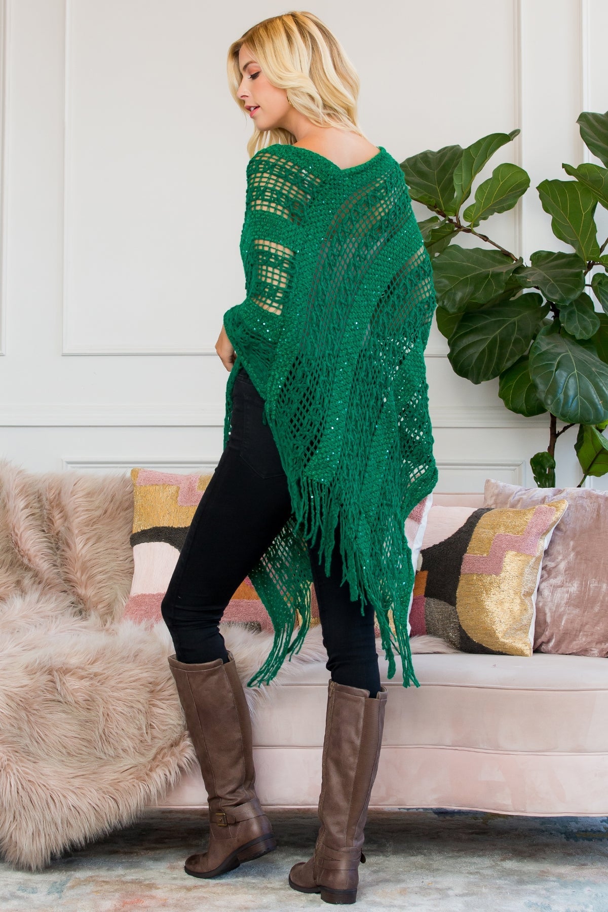 Hdf2097 - Crochet Native Pattern Poncho