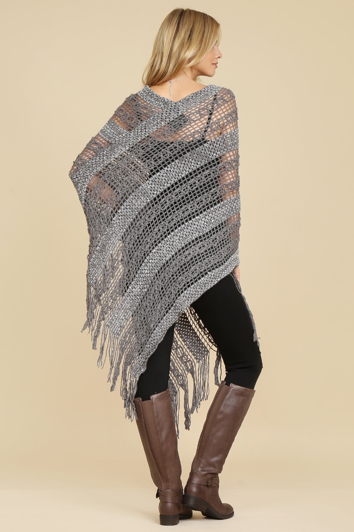Hdf2097 - Crochet Native Pattern Poncho