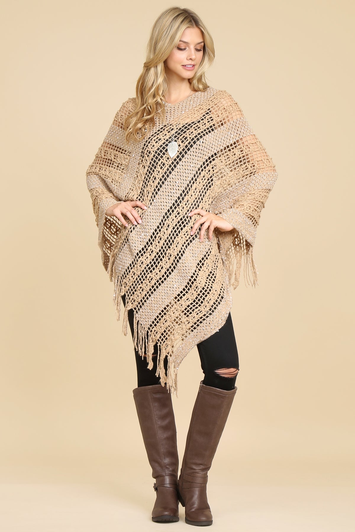 Hdf2097 - Crochet Native Pattern Poncho