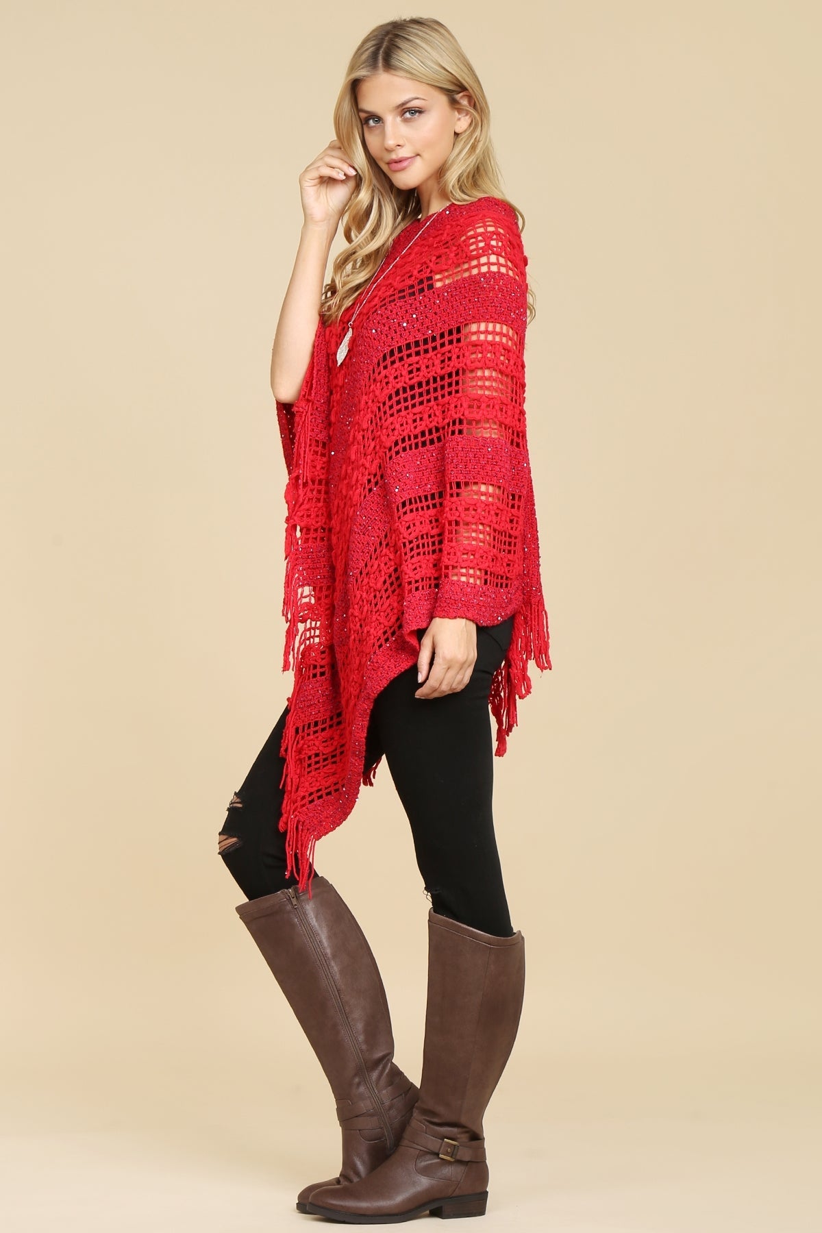 Hdf2097 - Crochet Native Pattern Poncho