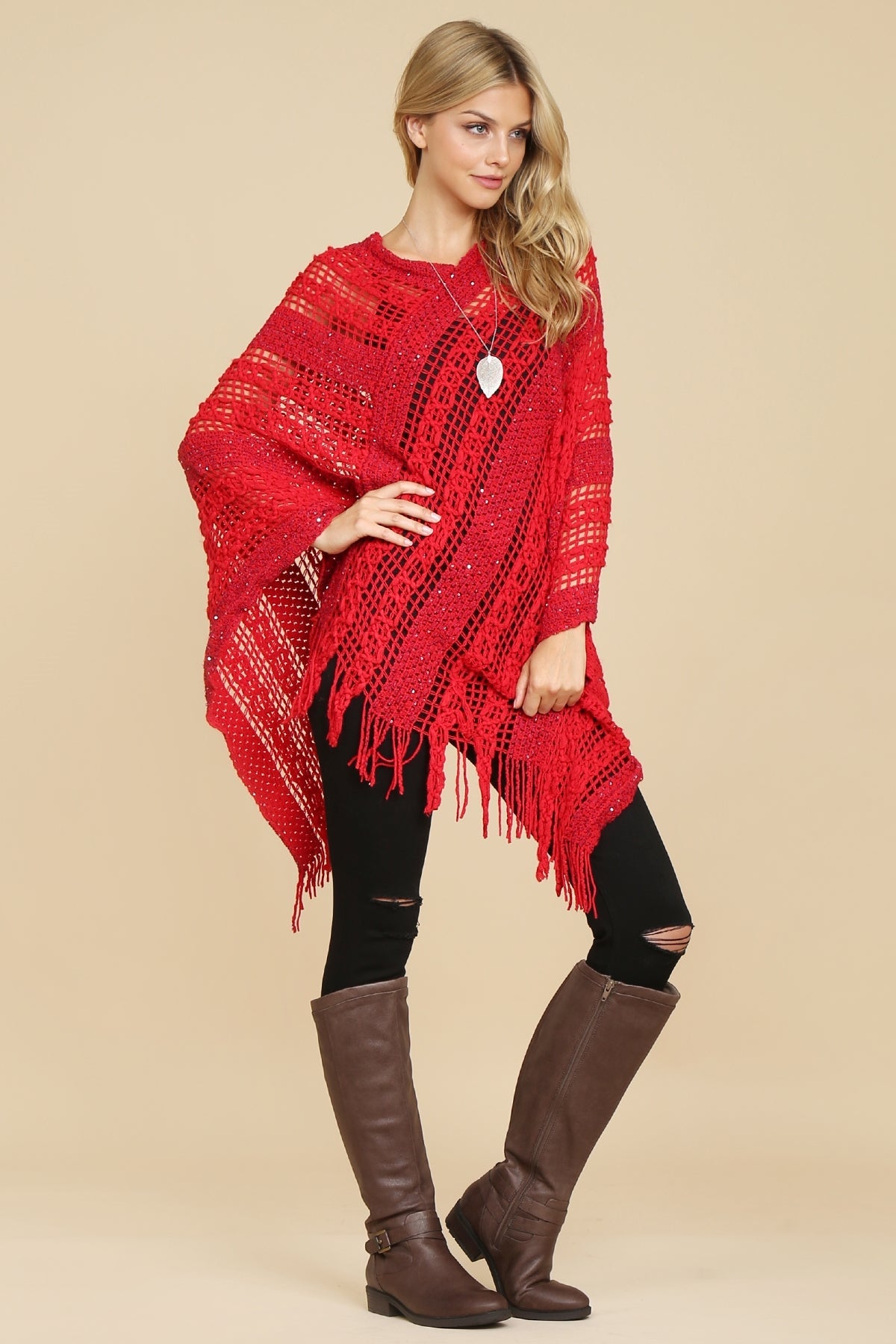 Hdf2097 - Crochet Native Pattern Poncho