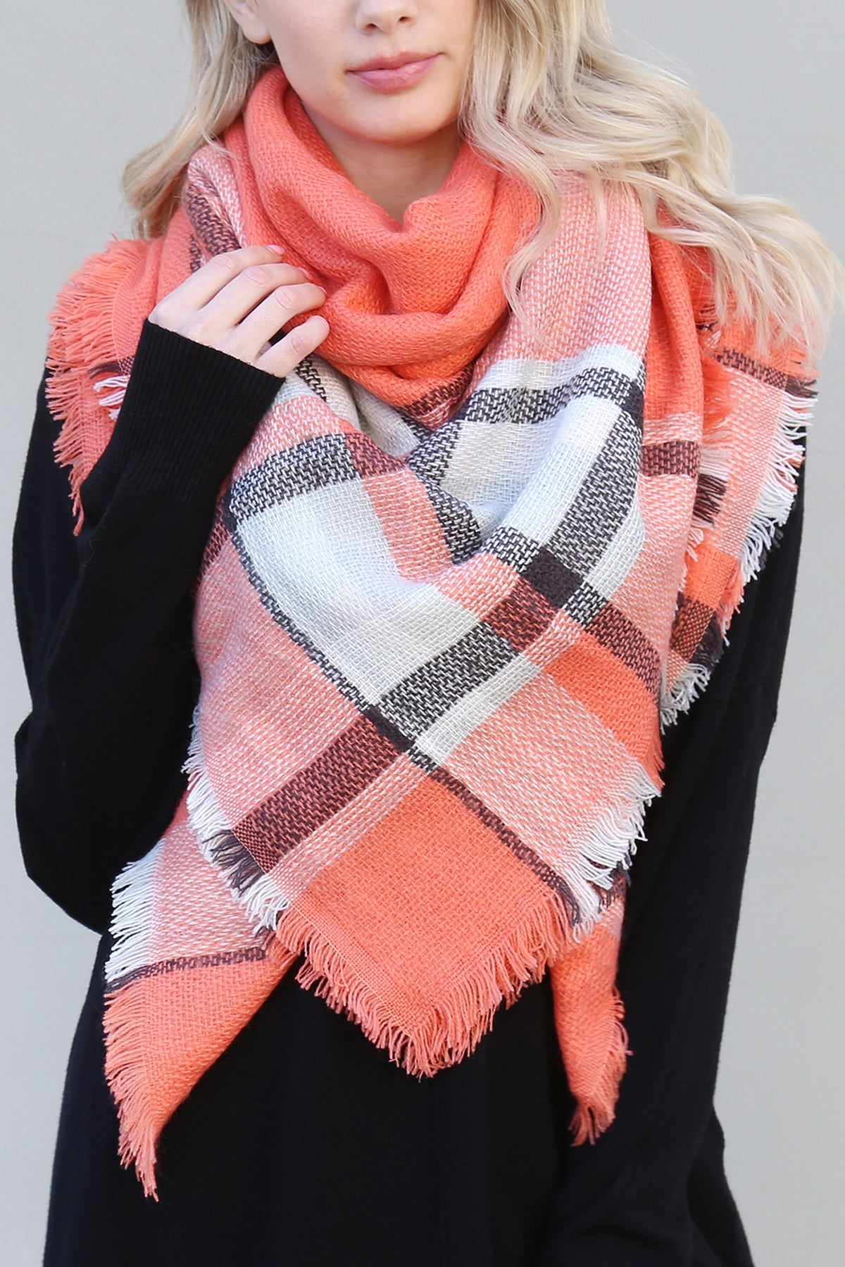 Orange Blanket Fringe Scarf