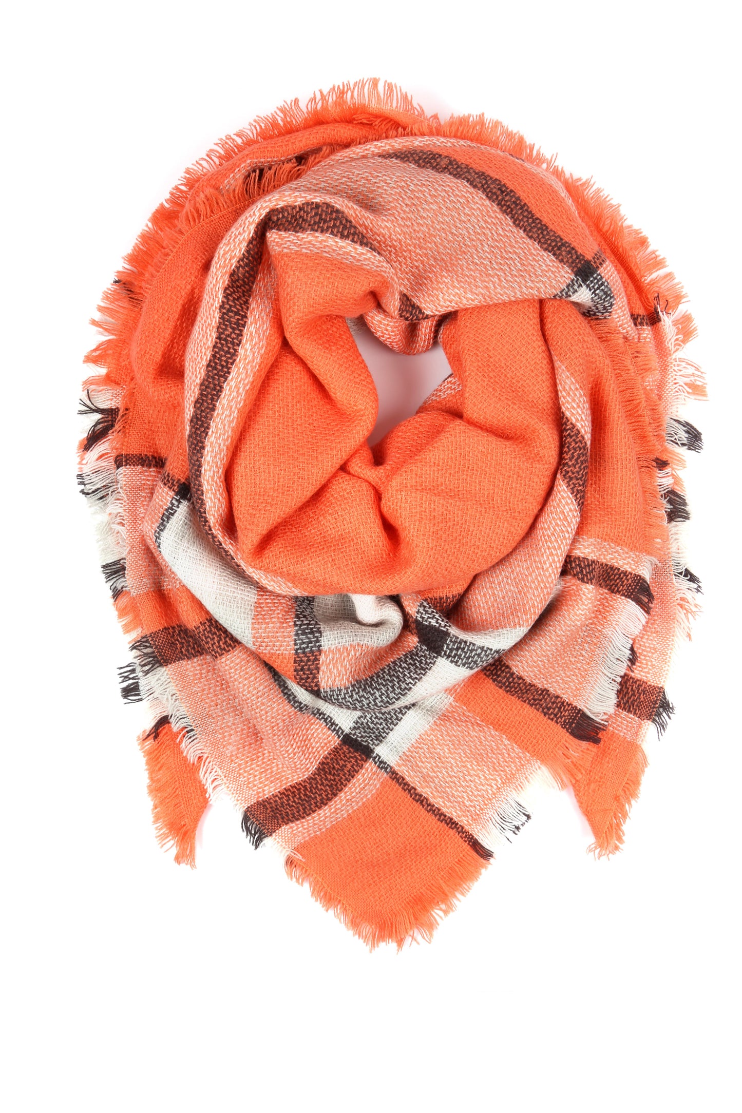 Orange Blanket Fringe Scarf