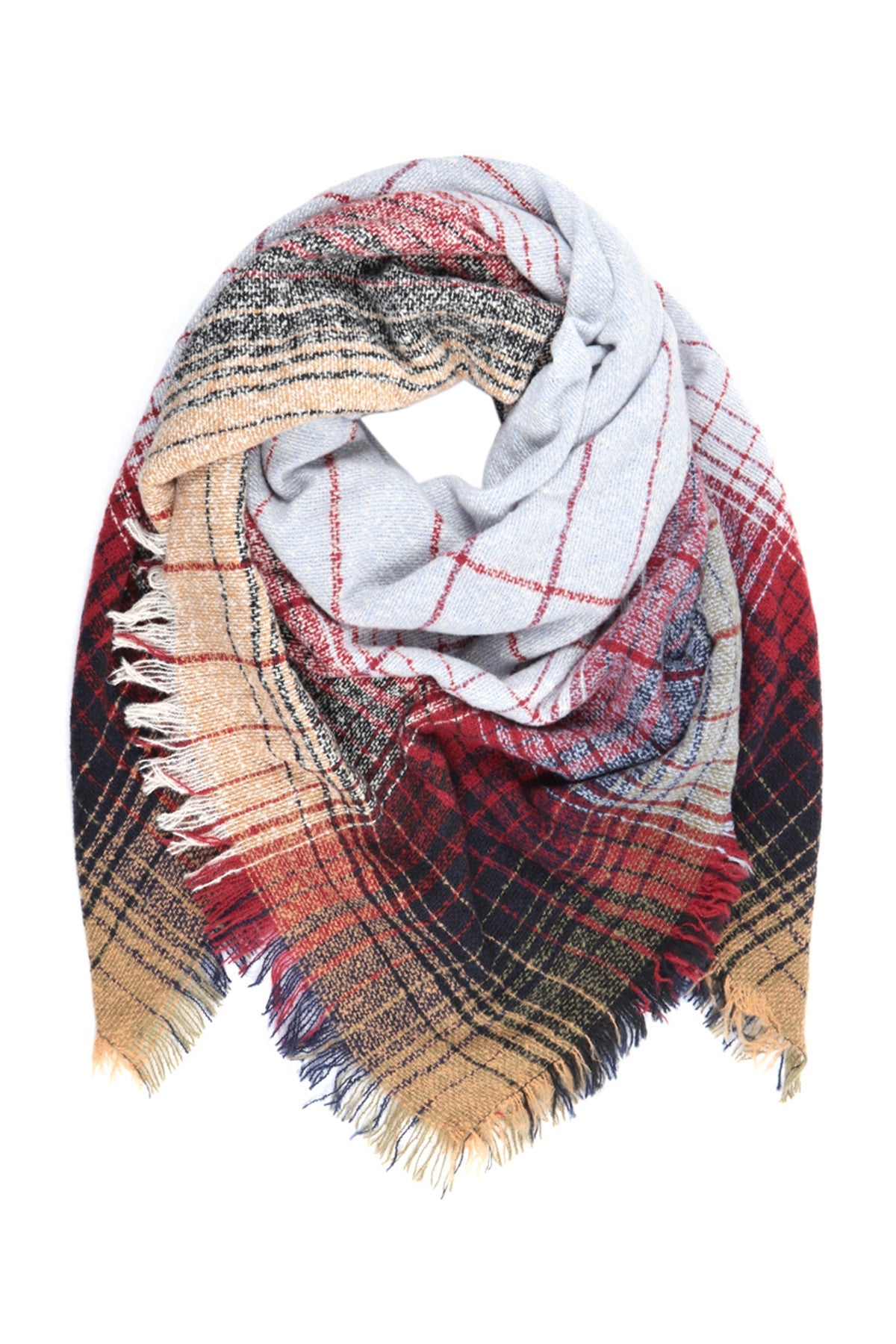 Hdf2913 - Multicolor Blanket Fringed Scarf