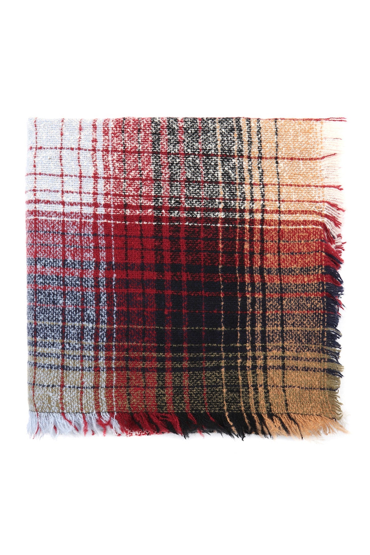 Hdf2913 - Multicolor Blanket Fringed Scarf