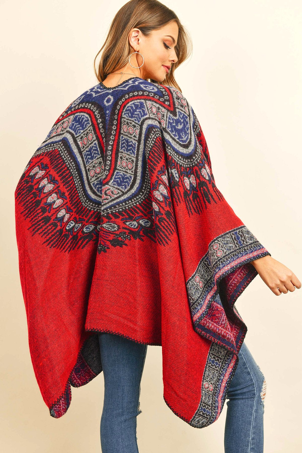 Hdf3143 - Native Pattern Open Front Kimono