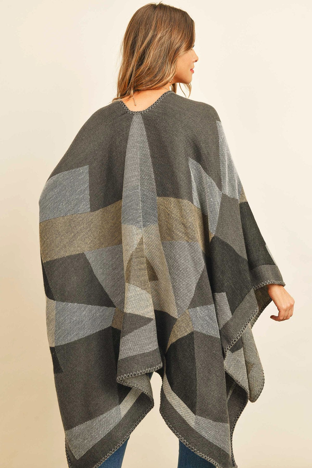 Hdf3149br - Brown Abstract Pattern Open Front Kimono