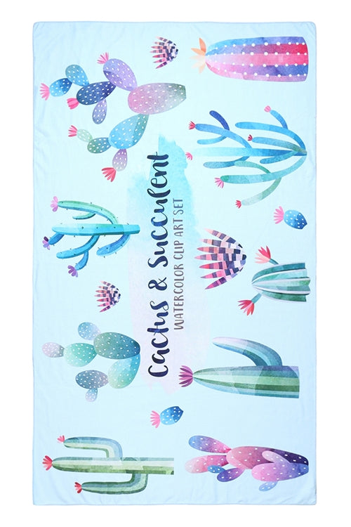 Cactus and Succulent Pattern Towel