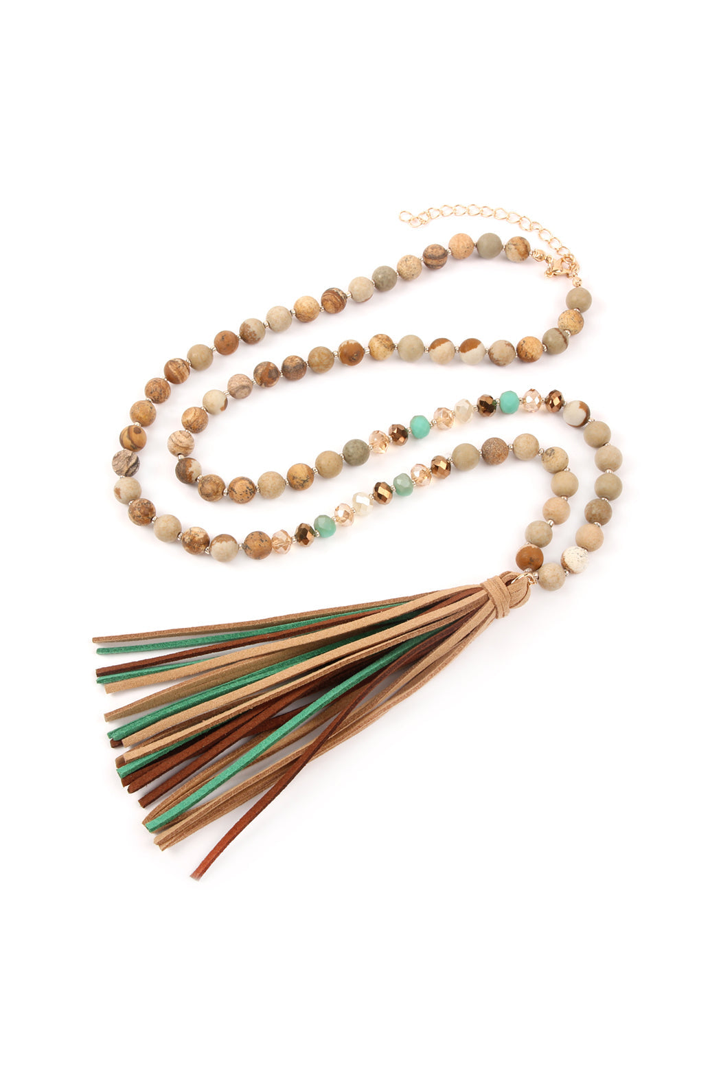 Natural Stone Tassel Pendant Necklace