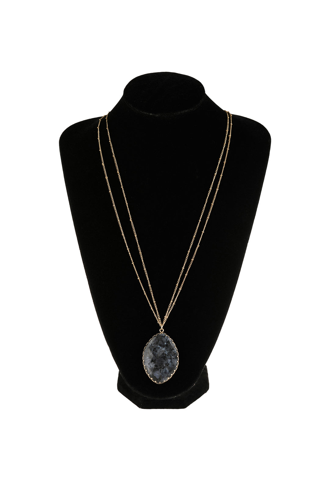 Natural Stone Wrap Oval Pendant Chain Necklace