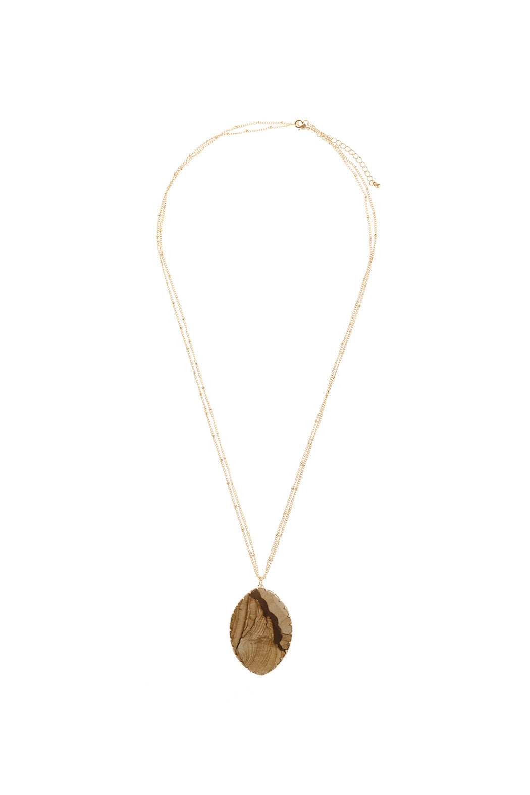Natural Stone Wrap Oval Pendant Chain Necklace