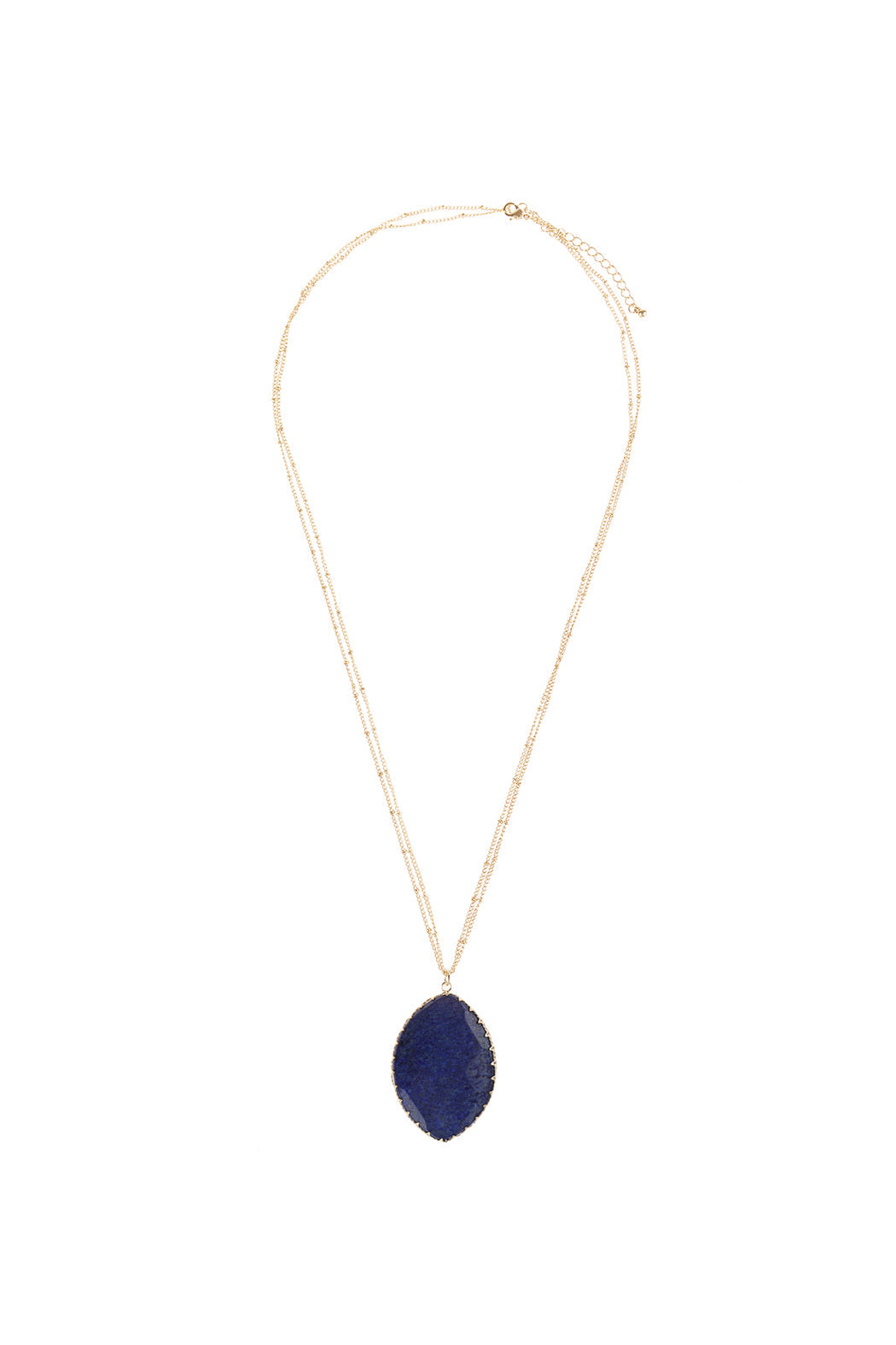 Natural Stone Wrap Oval Pendant Chain Necklace