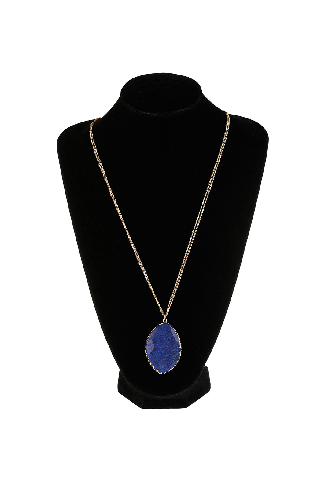 Natural Stone Wrap Oval Pendant Chain Necklace