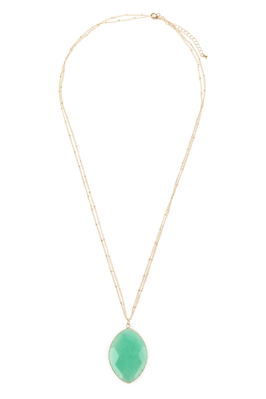 Natural Stone Wrap Oval Pendant Chain Necklace