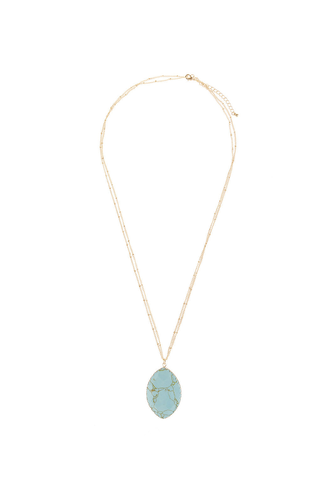 Natural Stone Wrap Oval Pendant Chain Necklace