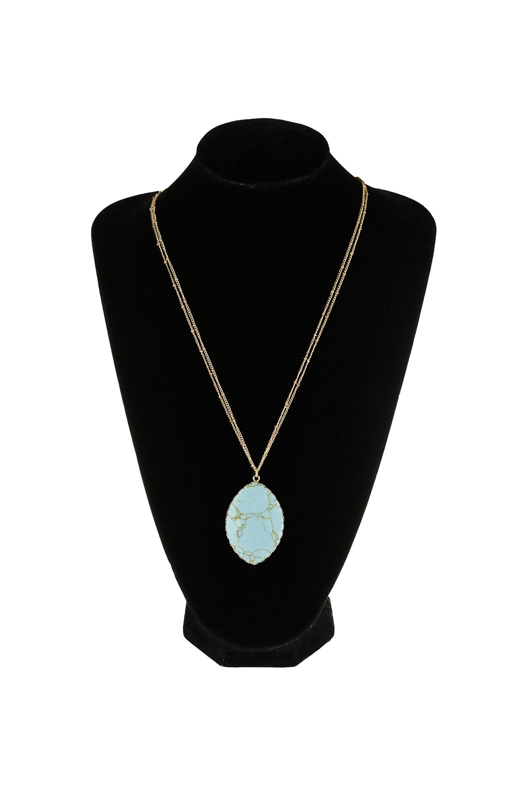 Natural Stone Wrap Oval Pendant Chain Necklace