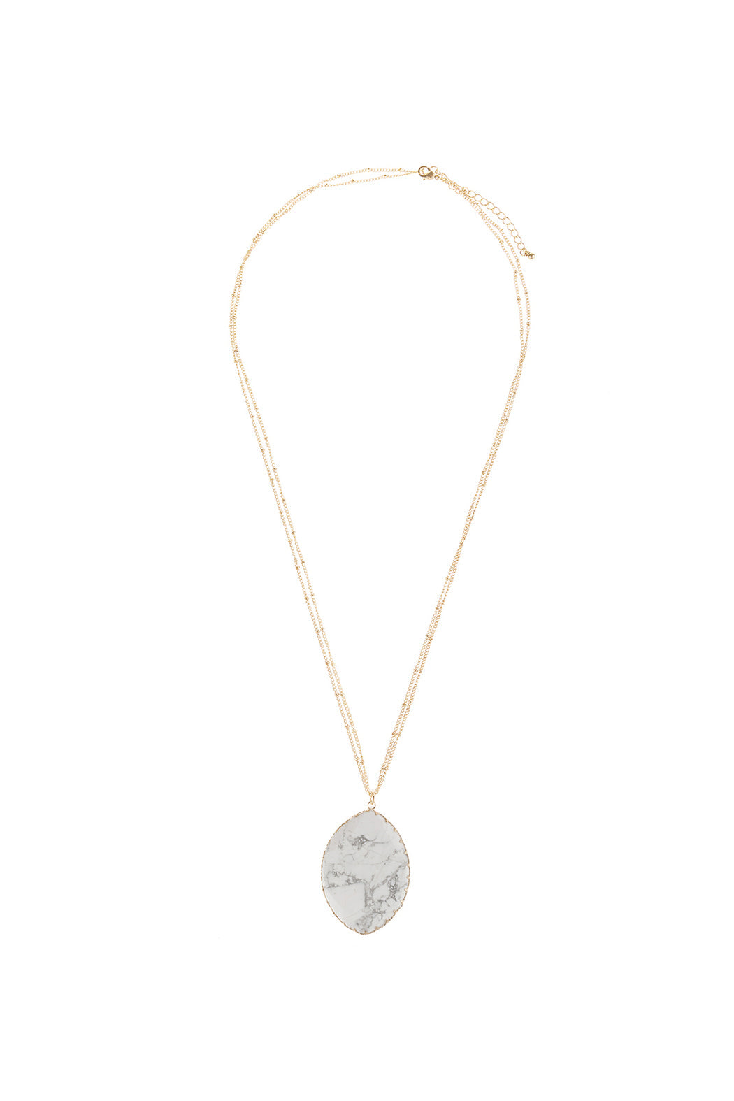 Natural Stone Wrap Oval Pendant Chain Necklace