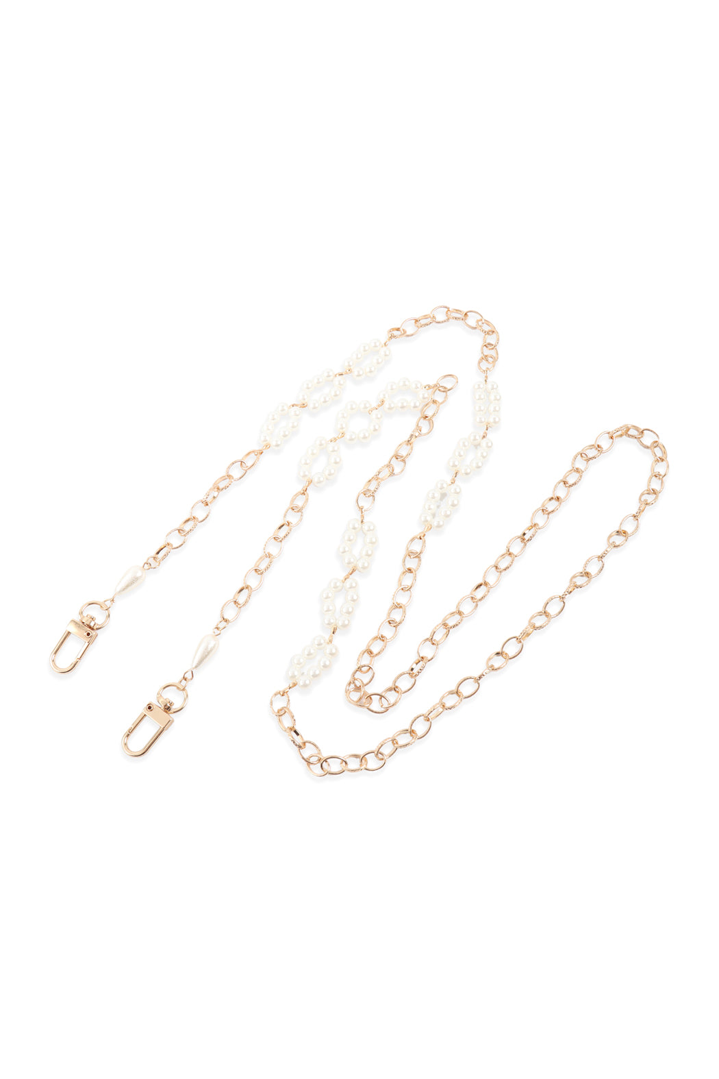 Layered Link Beaded Round Pearl Convertible Chain or Necklace Bag Chain