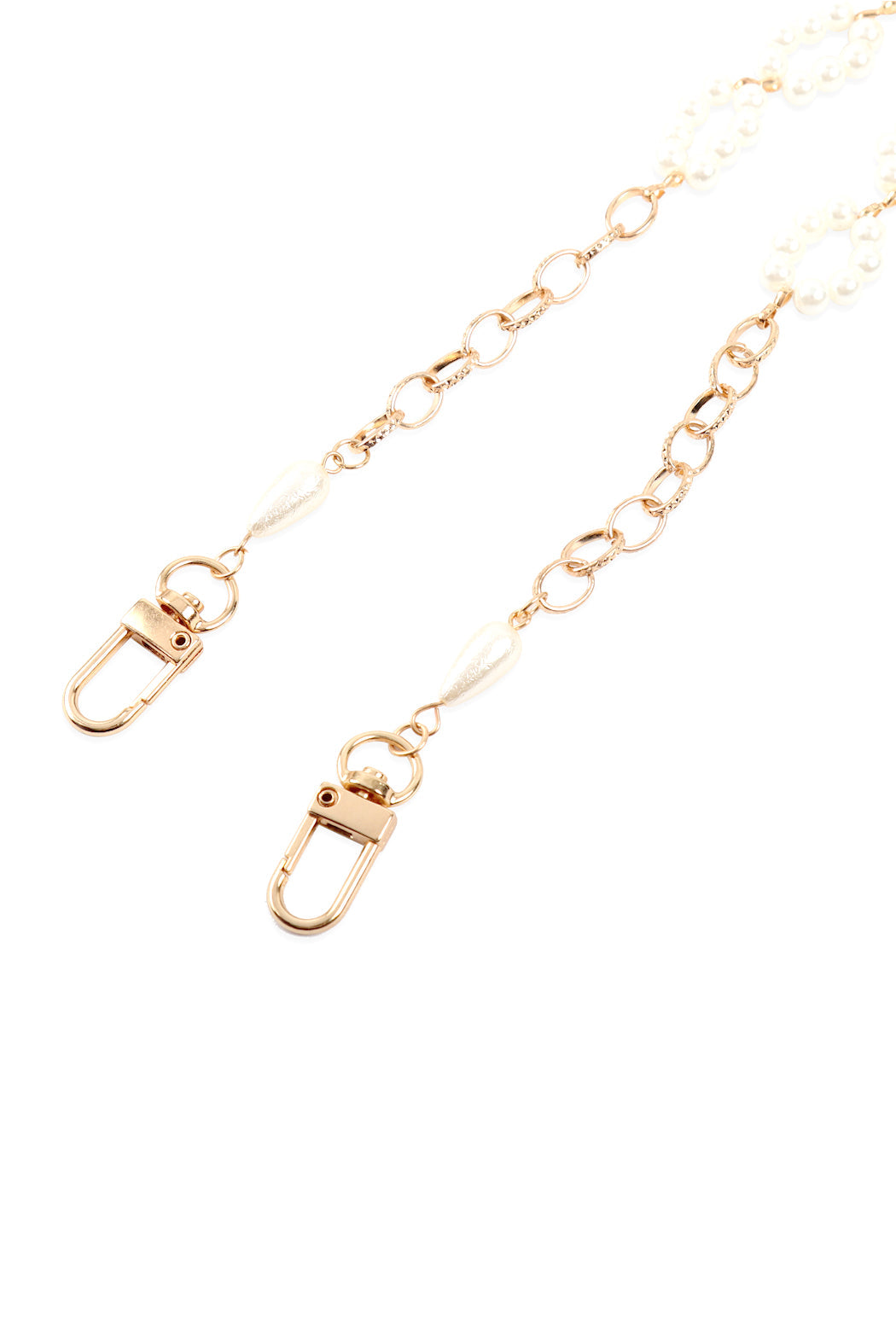Layered Link Beaded Round Pearl Convertible Chain or Necklace Bag Chain