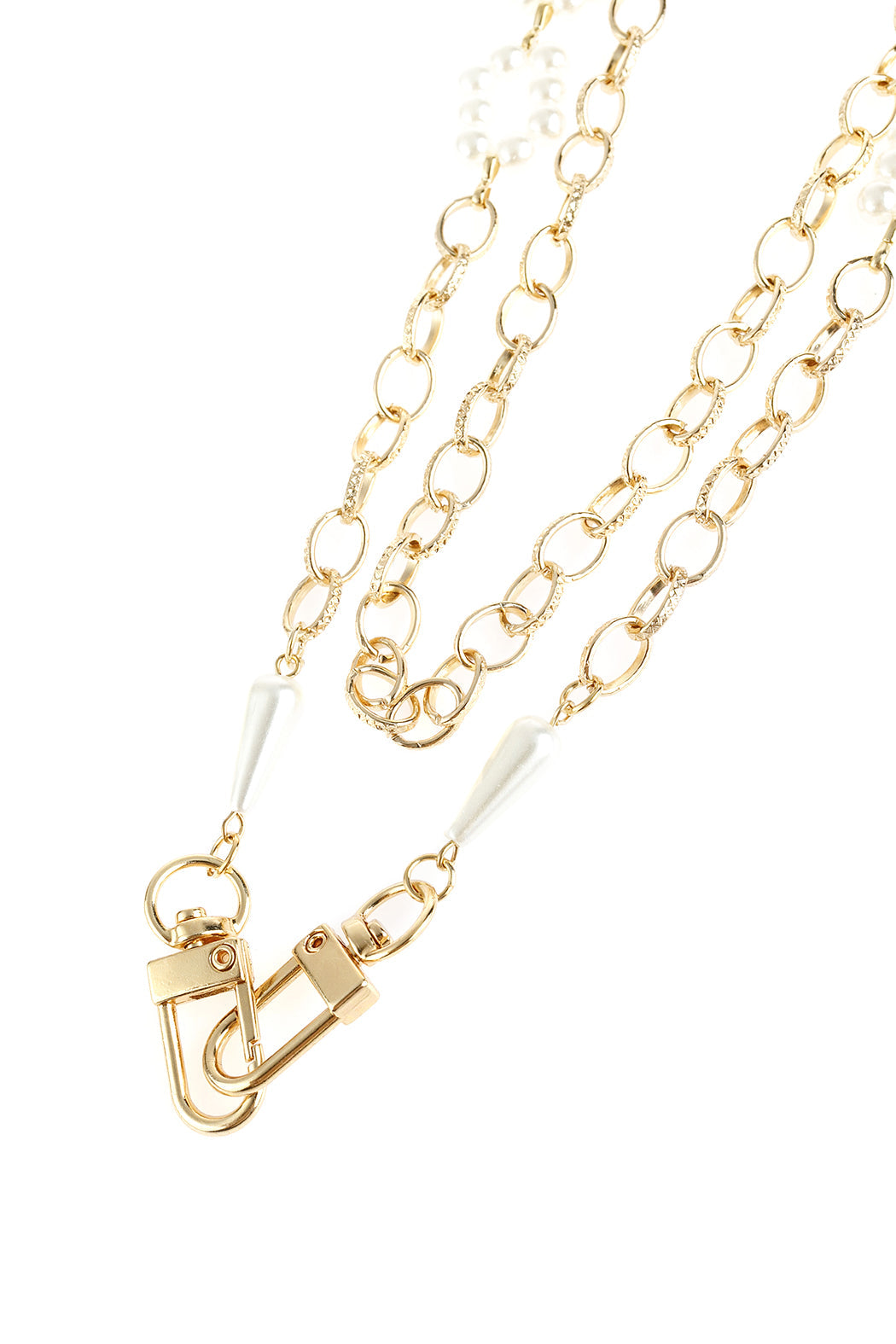 Layered Link Beaded Round Pearl Convertible Chain or Necklace Bag Chain