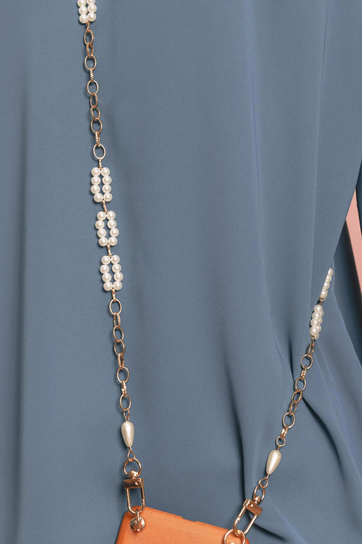 Layered Link Beaded Round Pearl Convertible Chain or Necklace Bag Chain