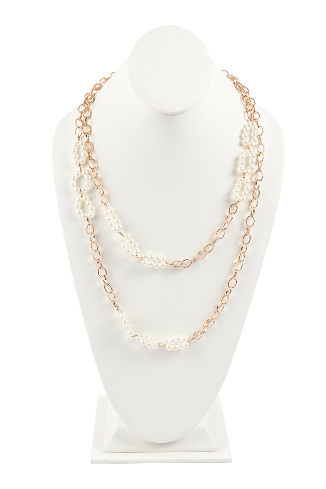 Layered Link Beaded Round Pearl Convertible Chain or Necklace Bag Chain