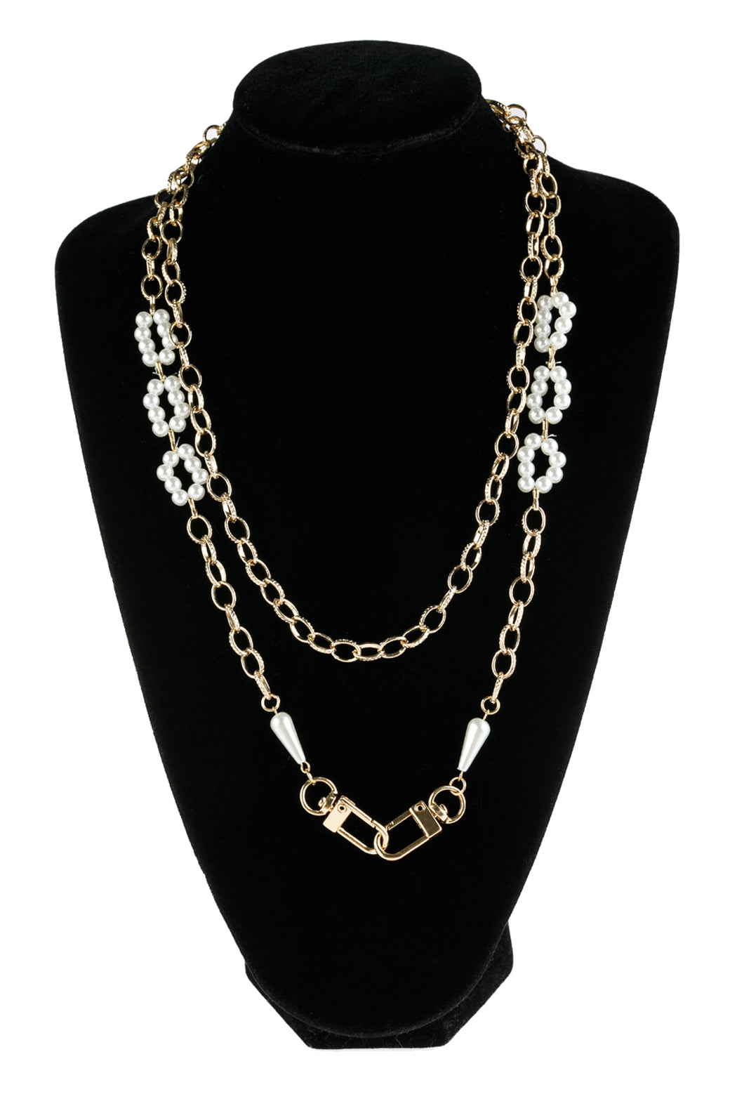 Layered Link Beaded Round Pearl Convertible Chain or Necklace Bag Chain