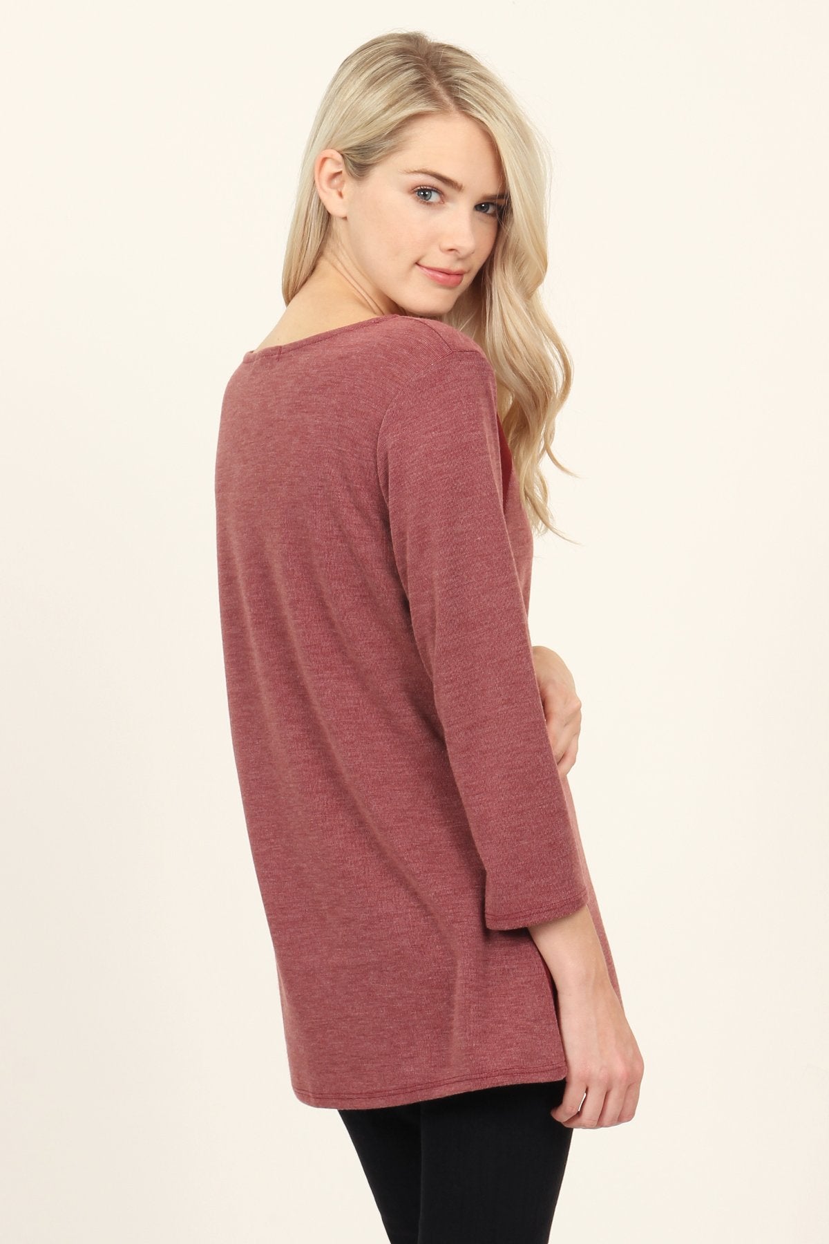 Side Accented Round Neck Classic Top