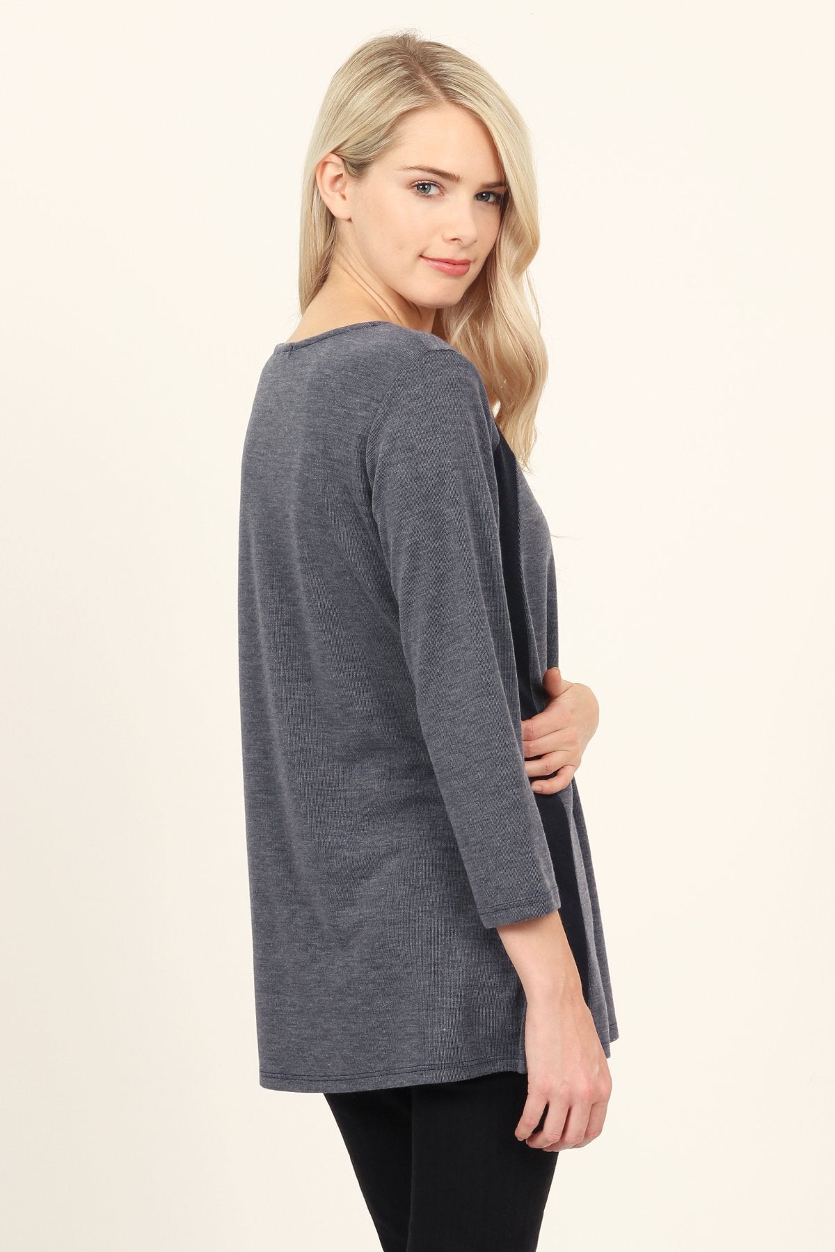 Side Accented Round Neck Classic Top