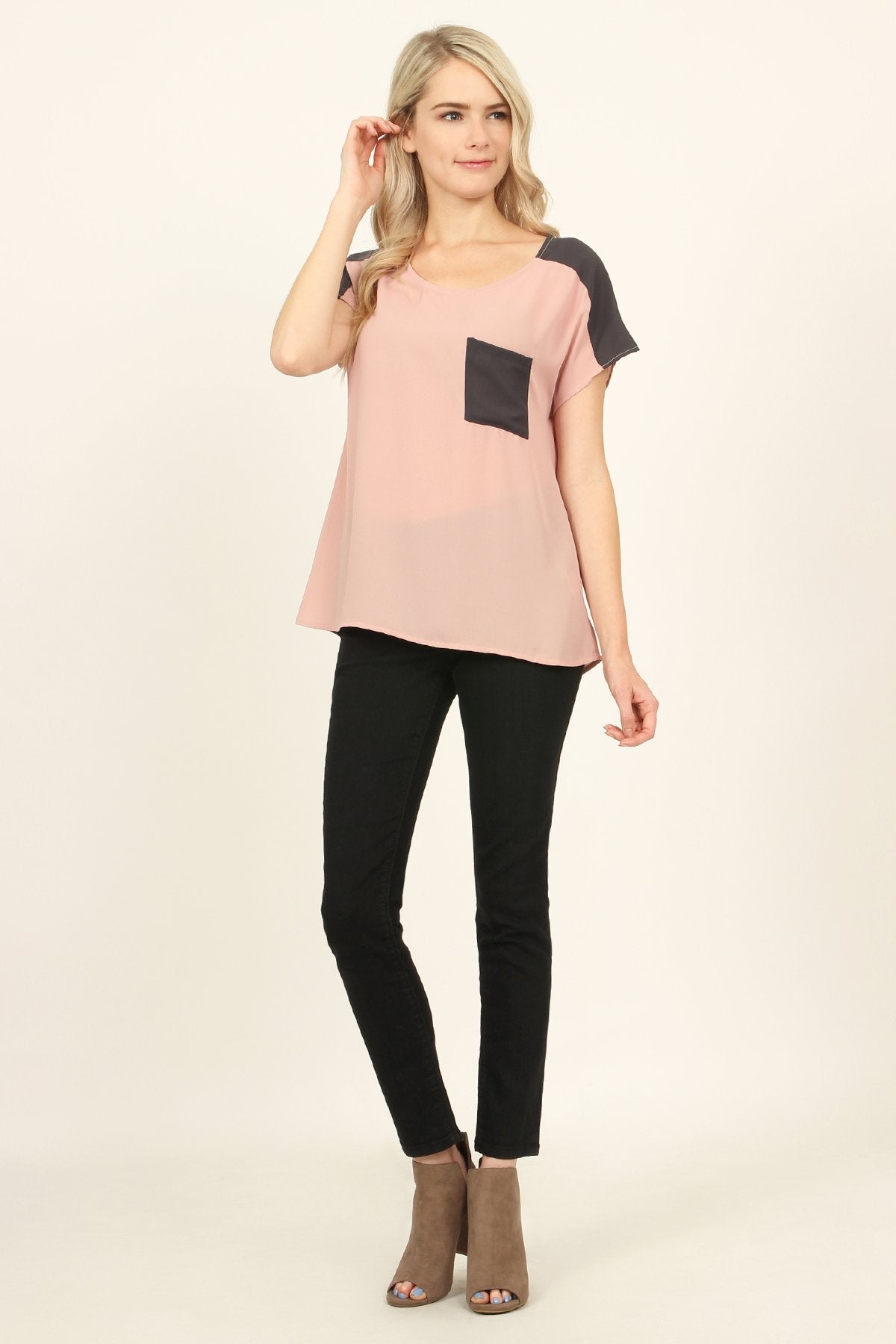 Two Tone Pocket Blouse