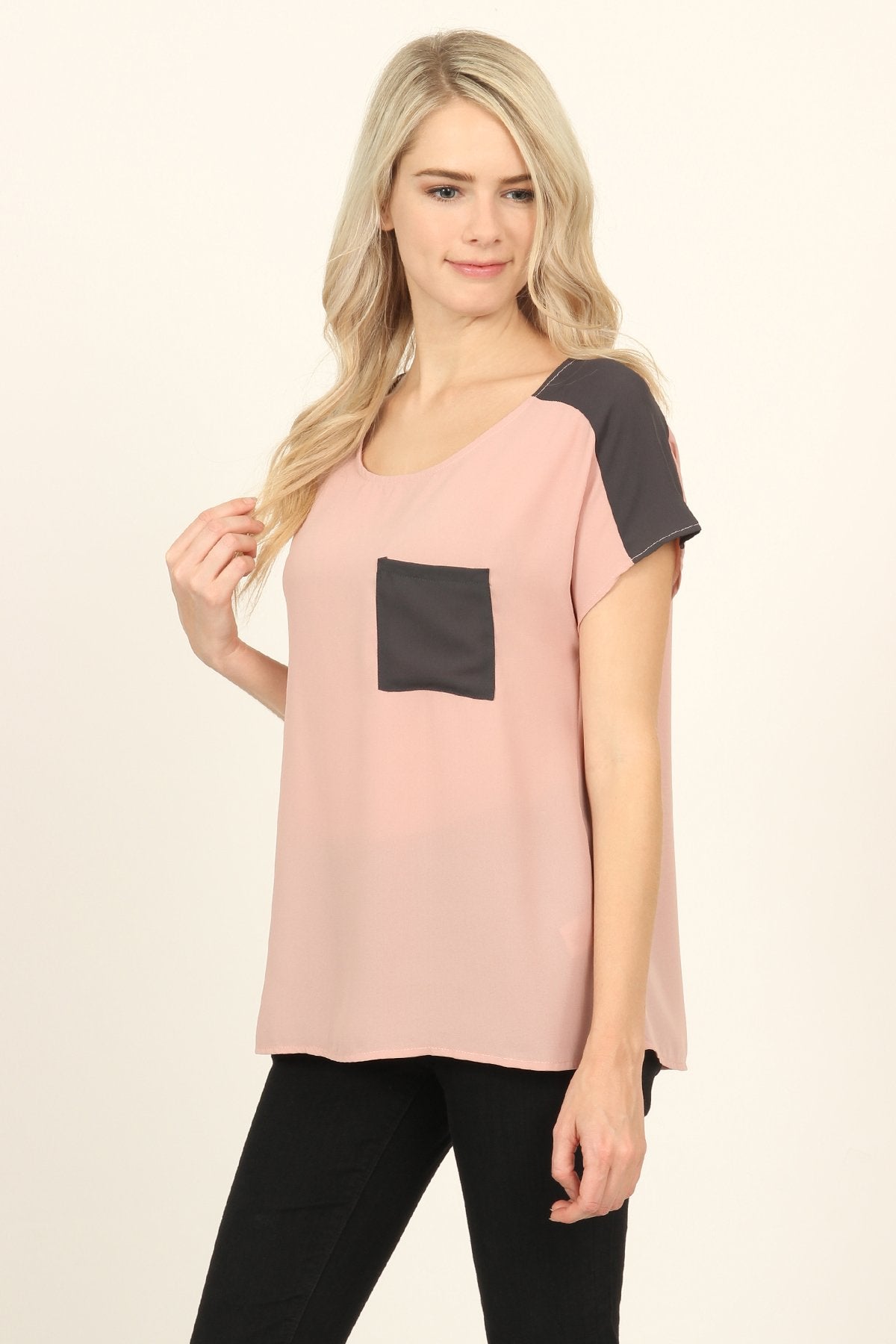 Two Tone Pocket Blouse